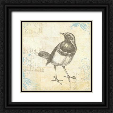 Engraved Birds II Black Ornate Wood Framed Art Print with Double Matting by Pertiet, Katie