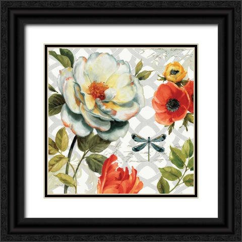 Floral Story II on Grey Black Ornate Wood Framed Art Print with Double Matting by Audit, Lisa