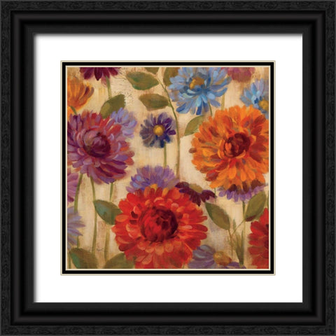 Rainbow Dahlias Crop II Black Ornate Wood Framed Art Print with Double Matting by Vassileva, Silvia
