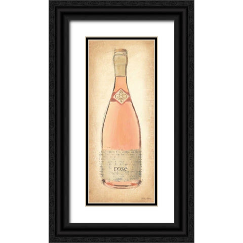 Sparkling Rose Bottle Black Ornate Wood Framed Art Print with Double Matting by Adams, Emily