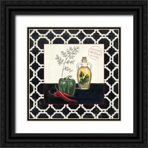 Parsley and Peppers Black Ornate Wood Framed Art Print with Double Matting by Fabiano, Marco