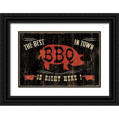 The Best BBQ in Town Black Ornate Wood Framed Art Print with Double Matting by Pela Studio