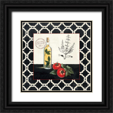 Basil and Tomatoes Black Ornate Wood Framed Art Print with Double Matting by Fabiano, Marco