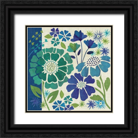 Blue Garden I Black Ornate Wood Framed Art Print with Double Matting by Charron, Veronique