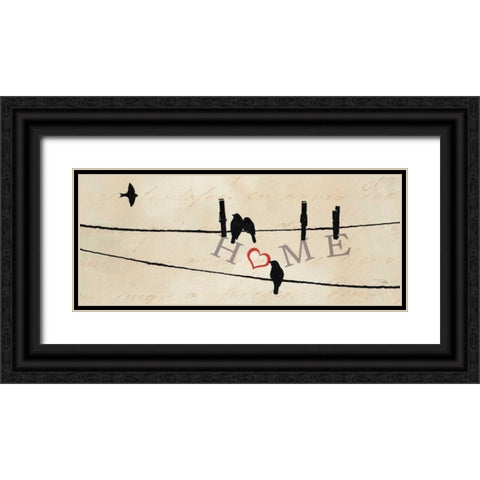 Bird at Heart I Black Ornate Wood Framed Art Print with Double Matting by Pela
