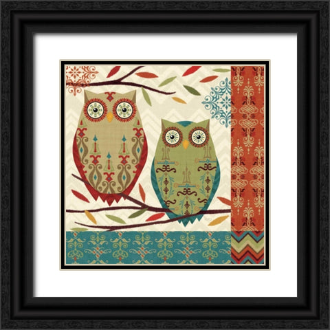Hoot II Black Ornate Wood Framed Art Print with Double Matting by Charron, Veronique
