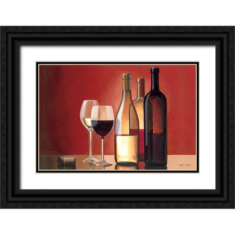 Wine Trio Black Ornate Wood Framed Art Print with Double Matting by Fabiano, Marco