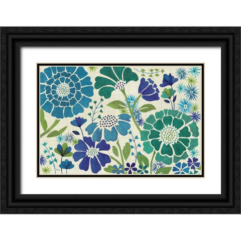 Blue Garden Black Ornate Wood Framed Art Print with Double Matting by Charron, Veronique