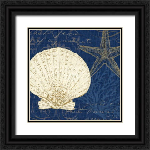 Coastal Moonlight II Teal Black Ornate Wood Framed Art Print with Double Matting by Pela Studio
