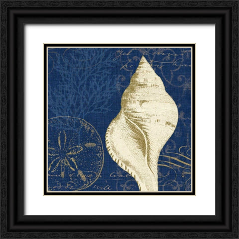 Coastal Moonlight IV Teal Black Ornate Wood Framed Art Print with Double Matting by Pela Studio