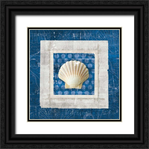 Sea Shell III on Blue  Black Ornate Wood Framed Art Print with Double Matting by Aldrich, Belinda