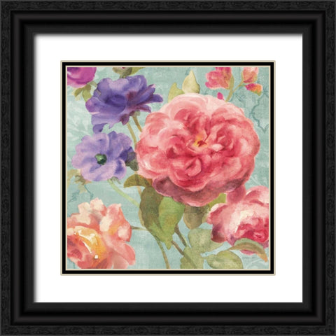 Watercolor Floral II on Grey Black Ornate Wood Framed Art Print with Double Matting by Nai, Danhui