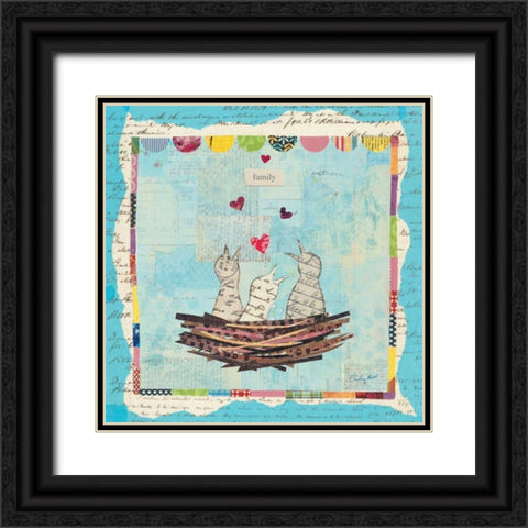 Blue Love Birds Square Black Ornate Wood Framed Art Print with Double Matting by Prahl, Courtney