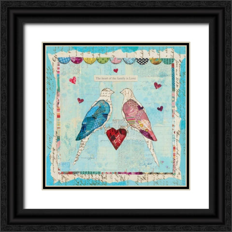 Love Birds Square Black Ornate Wood Framed Art Print with Double Matting by Prahl, Courtney