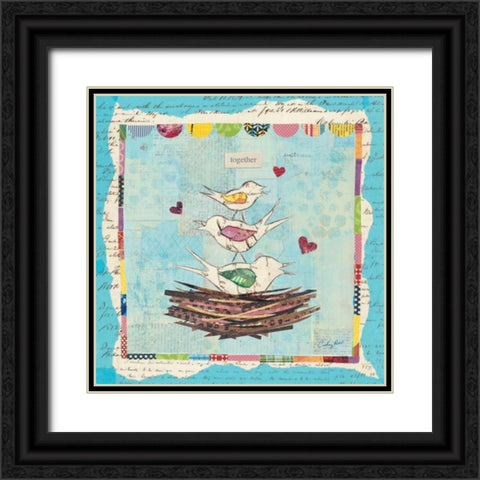 Family of Love Birds Square Black Ornate Wood Framed Art Print with Double Matting by Prahl, Courtney