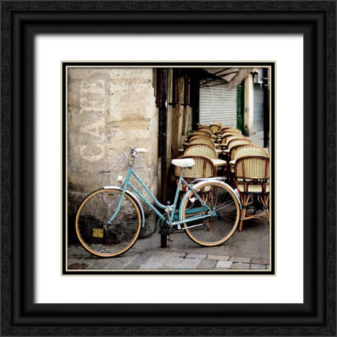 Cafe Bicycle Black Ornate Wood Framed Art Print with Double Matting by Olivier, Marc