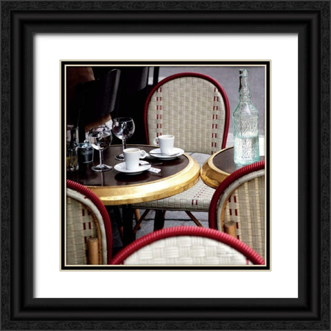 Outdoor Cafe Black Ornate Wood Framed Art Print with Double Matting by Olivier, Marc