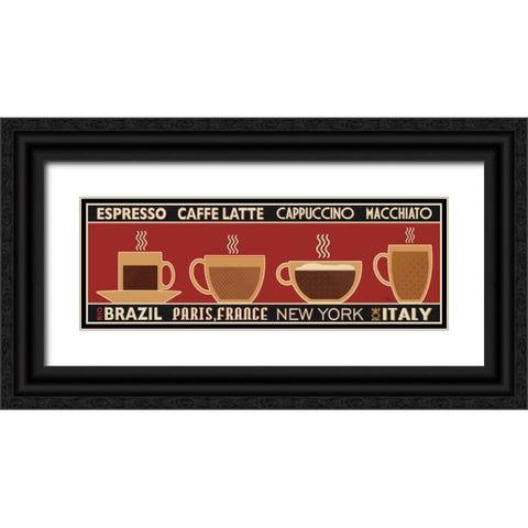 Deco Coffee Panel I  Black Ornate Wood Framed Art Print with Double Matting by Pela Studio