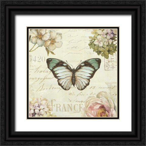 Marche de Fleurs Butterfly II Black Ornate Wood Framed Art Print with Double Matting by Audit, Lisa
