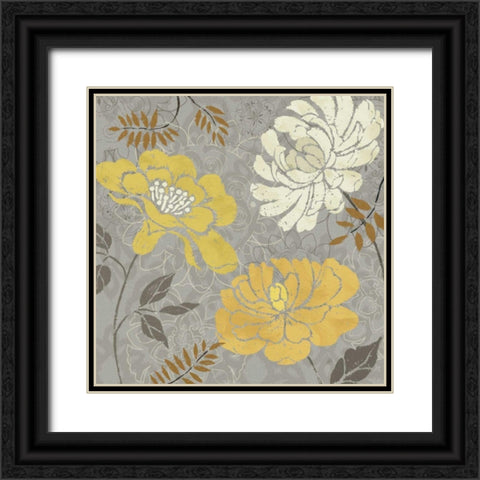 Morning Tones Gold - Floral  I Black Ornate Wood Framed Art Print with Double Matting by Brissonnet, Daphne