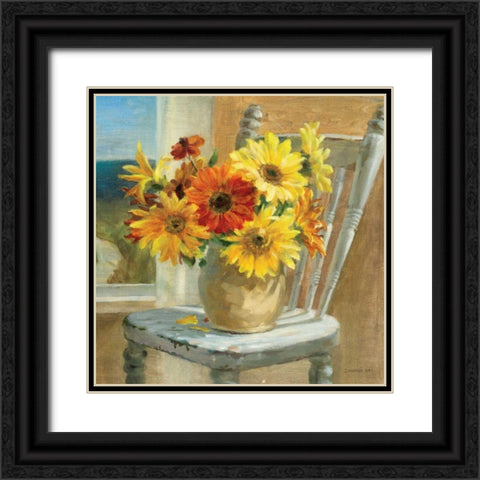 Sunflowers by the Sea Crop Black Ornate Wood Framed Art Print with Double Matting by Nai, Danhui