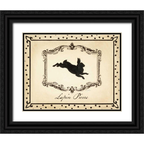 Cartouche Lapin I Black Ornate Wood Framed Art Print with Double Matting by Adams, Emily