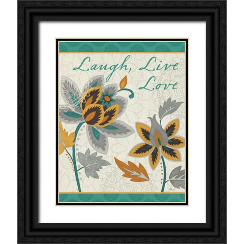 Decorative Nature IV Turquoise and Cream Black Ornate Wood Framed Art Print with Double Matting by Pela Studio