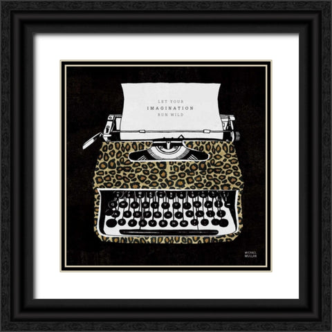 Analog Jungle Typewriter Black Ornate Wood Framed Art Print with Double Matting by Mullan, Michael