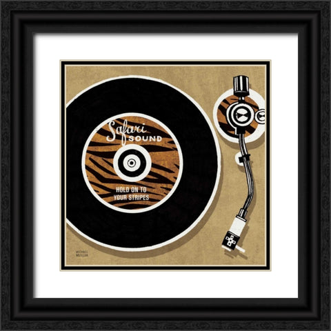 Analog Jungle Record Player Black Ornate Wood Framed Art Print with Double Matting by Mullan, Michael