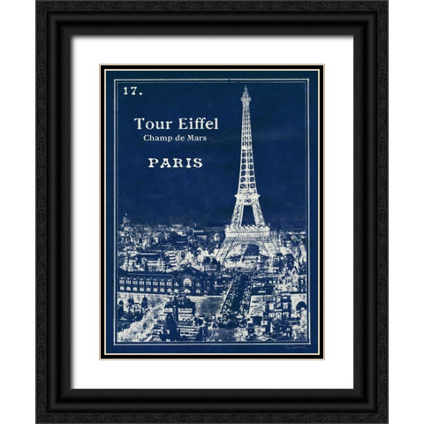 Blueprint Eiffel Tower Black Ornate Wood Framed Art Print with Double Matting by Schlabach, Sue