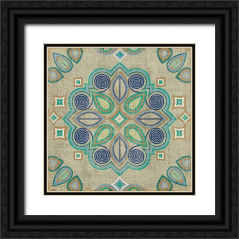 Santorini Tile III Black Ornate Wood Framed Art Print with Double Matting by Pela Studio