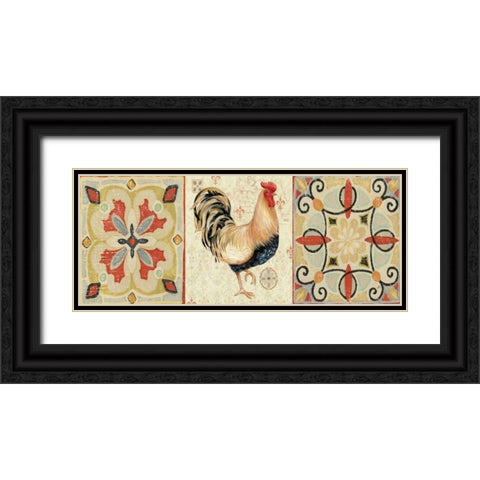 Bohemian Rooster Panel II Black Ornate Wood Framed Art Print with Double Matting by Brissonnet, Daphne
