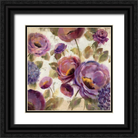 Blue and Purple Flower Song II Black Ornate Wood Framed Art Print with Double Matting by Vassileva, Silvia
