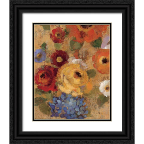 Jacquard Floral I Crop Black Ornate Wood Framed Art Print with Double Matting by Vassileva, Silvia