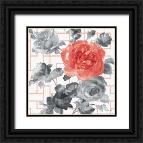 Geometric Watercolor Floral I Black Ornate Wood Framed Art Print with Double Matting by Nai, Danhui