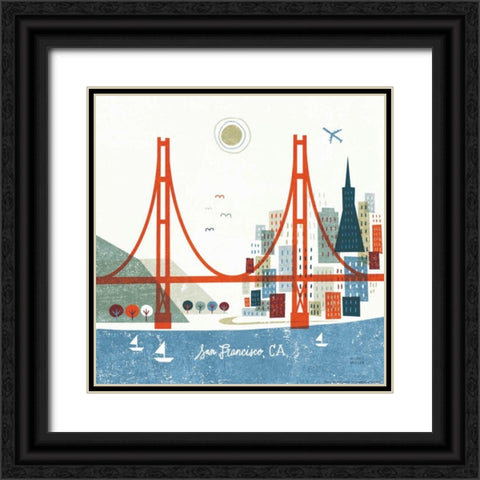 Colorful San Francisco Black Ornate Wood Framed Art Print with Double Matting by Mullan, Michael