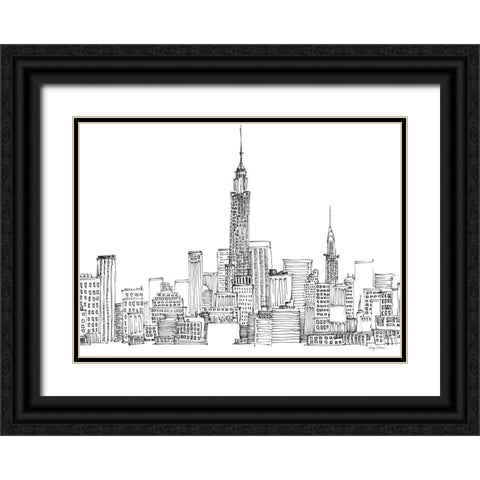New York Skyline Crop Black Ornate Wood Framed Art Print with Double Matting by Tillmon, Avery