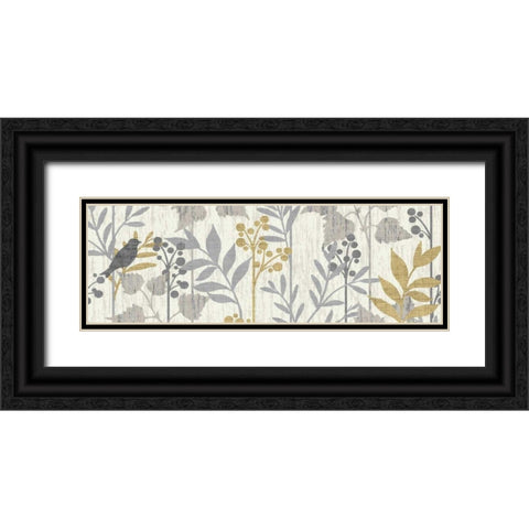 Garden Leaves Panel I Black Ornate Wood Framed Art Print with Double Matting by Wild Apple Portfolio