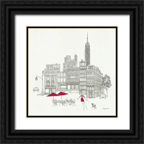 World Cafe III - NYC Red Black Ornate Wood Framed Art Print with Double Matting by Tillmon, Avery