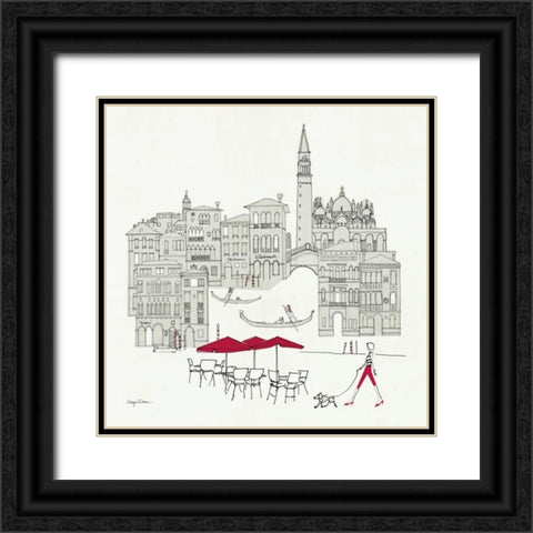 World Cafel IV - Venice Red Black Ornate Wood Framed Art Print with Double Matting by Tillmon, Avery