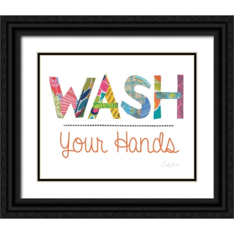 Wash Your Hands Black Ornate Wood Framed Art Print with Double Matting by Prahl, Courtney