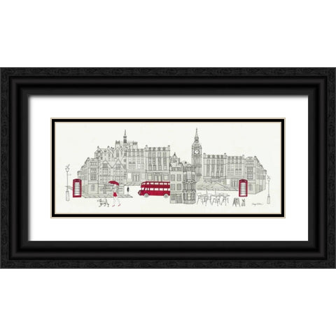 World Cafe Panel  I - London Red Black Ornate Wood Framed Art Print with Double Matting by Tillmon, Avery
