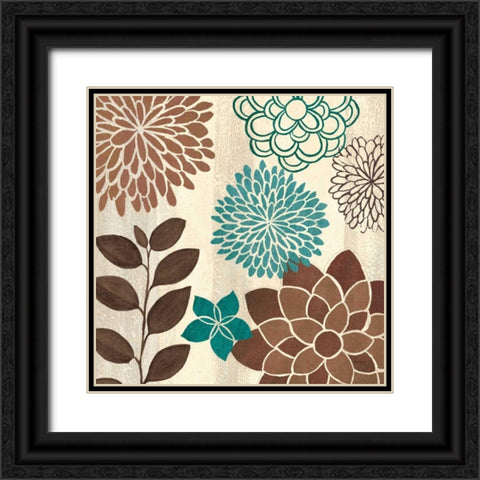 Abstract Garden Blue I Black Ornate Wood Framed Art Print with Double Matting by Charron, Veronique