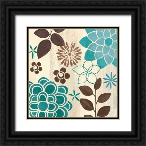 Abstract Garden Blue II Black Ornate Wood Framed Art Print with Double Matting by Charron, Veronique
