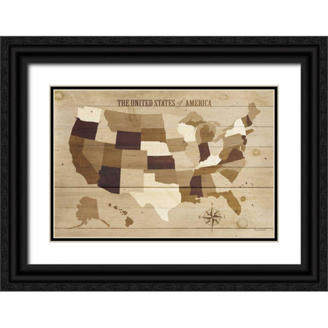 USA Modern Vintage Wood Black Ornate Wood Framed Art Print with Double Matting by Mullan, Michael