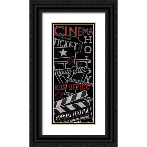 Movie Montage III Black Ornate Wood Framed Art Print with Double Matting by Pela Studio
