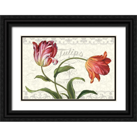 Tulipa Botanica I Cream Black Ornate Wood Framed Art Print with Double Matting by Audit, Lisa