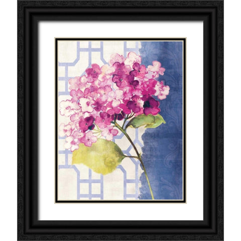 Antique Floral on White I Black Ornate Wood Framed Art Print with Double Matting by Wild Apple Portfolio