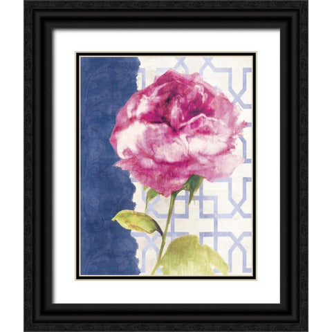 Antique Floral on White II Black Ornate Wood Framed Art Print with Double Matting by Wild Apple Portfolio