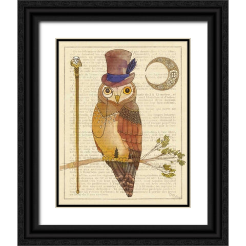 Steampunk Owl II Black Ornate Wood Framed Art Print with Double Matting by DeNeige, Elyse